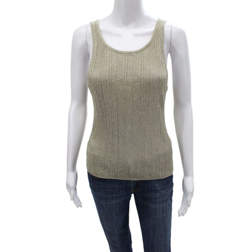Ba&Sh Womens Basic Metallic Gold Scoop Neck Tank Viscose Size 0